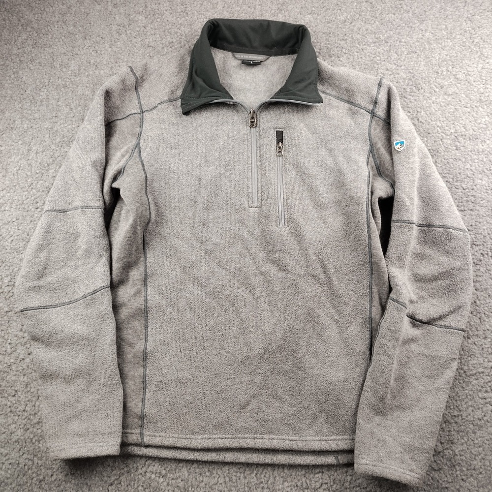 Kuhl Fleece Pullover Mens Large 1/4 Zip Interceptr Grey Sweater Gorpcore EUC
